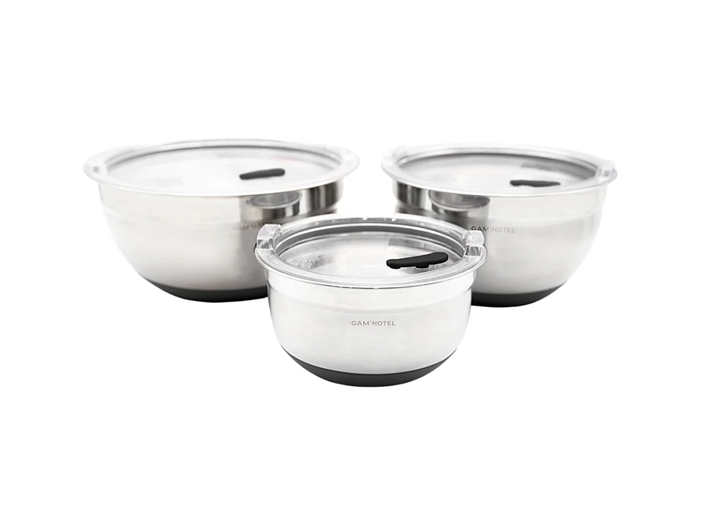 Set de 3 bols inox/noir 16/20/24cm