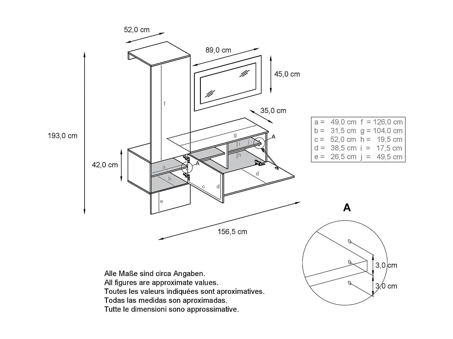 GARDEROBE Carlton Paneel in Beton Oxid Optik