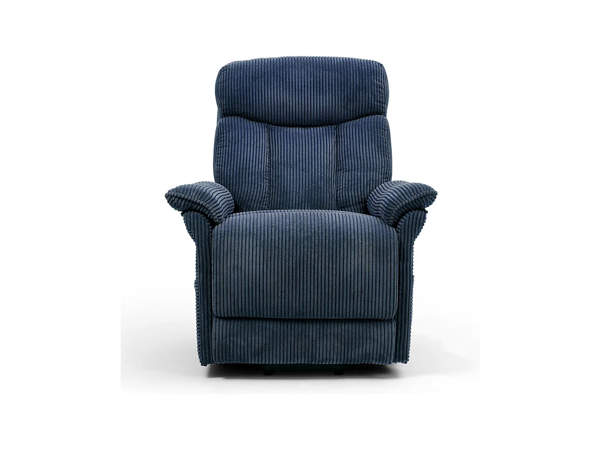 Fauteuil relax en velours côtelé avec releveur électrique, télécommande, poche latérale, réglable 90 à 160°, Bleu