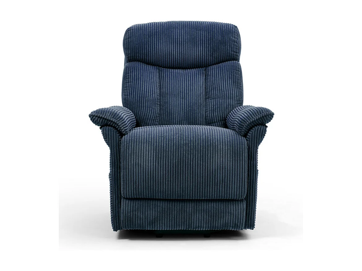 Poltrona relax in velluto a coste con sollevatore elettrico, telecomando, tasca laterale, regolabile 90°-160°, Blu