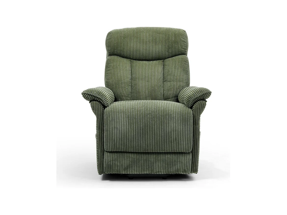 Sillón relax de pana con elevador eléctrico, mando a distancia, bolsillo lateral, ajustable de 90° a 160°, Verde