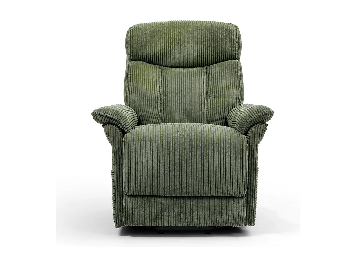 Fauteuil relax en velours côtelé avec releveur électrique, télécommande, poche latérale, réglable 90 à 160°, Vert