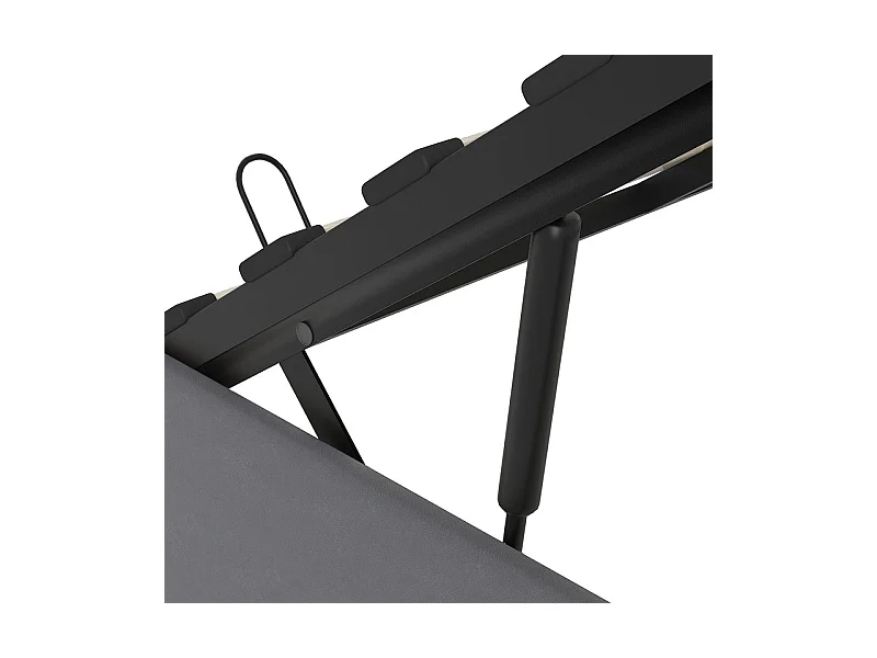 Lit coffre 160x200cm avec tête de lit réglable -  LED RGB - USB+Type-C - en velours - Gris anthracite