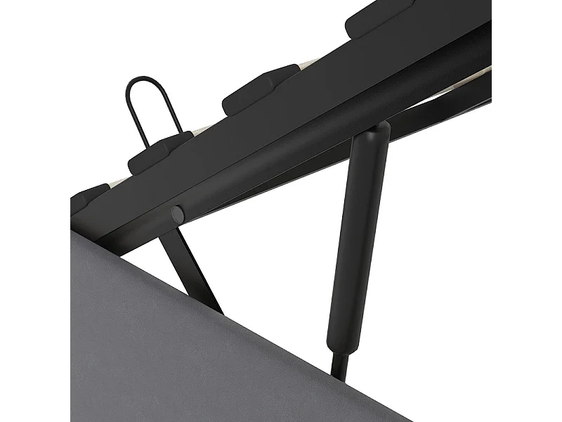 Lit coffre 160x200cm avec tête de lit réglable -  LED RGB - USB+Type-C - en velours - Gris anthracite