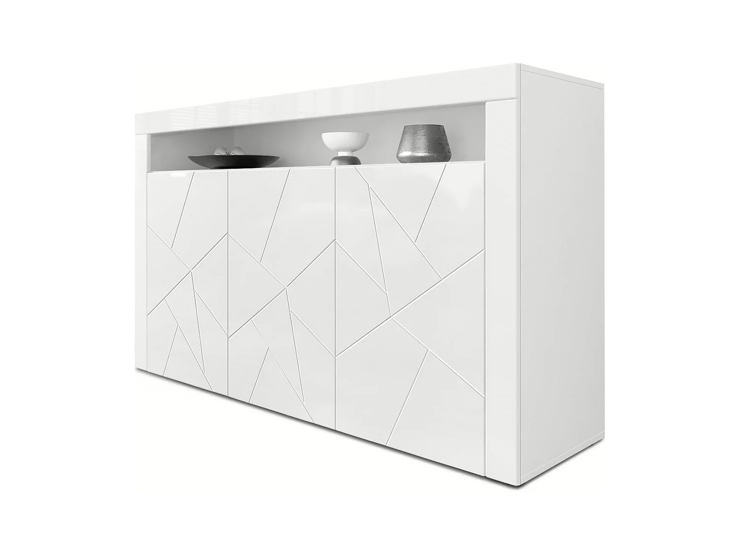 SIDEBOARD Valencia Fronten in Weiß Hochglanz Element mit 3D Struktur