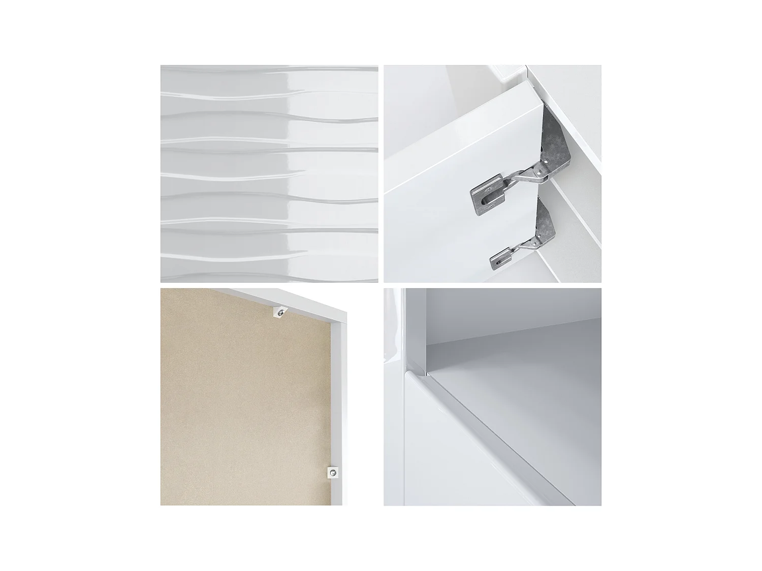 SIDEBOARD Valencia Fronten in Weiß Hochglanz Harmony mit 3D Struktur