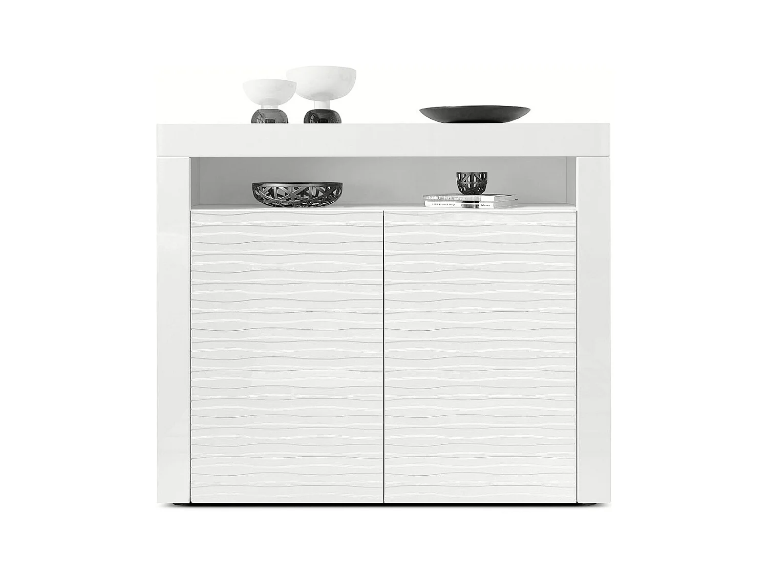 SIDEBOARD Valencia Fronten in Weiß Hochglanz Harmony mit 3D Struktur