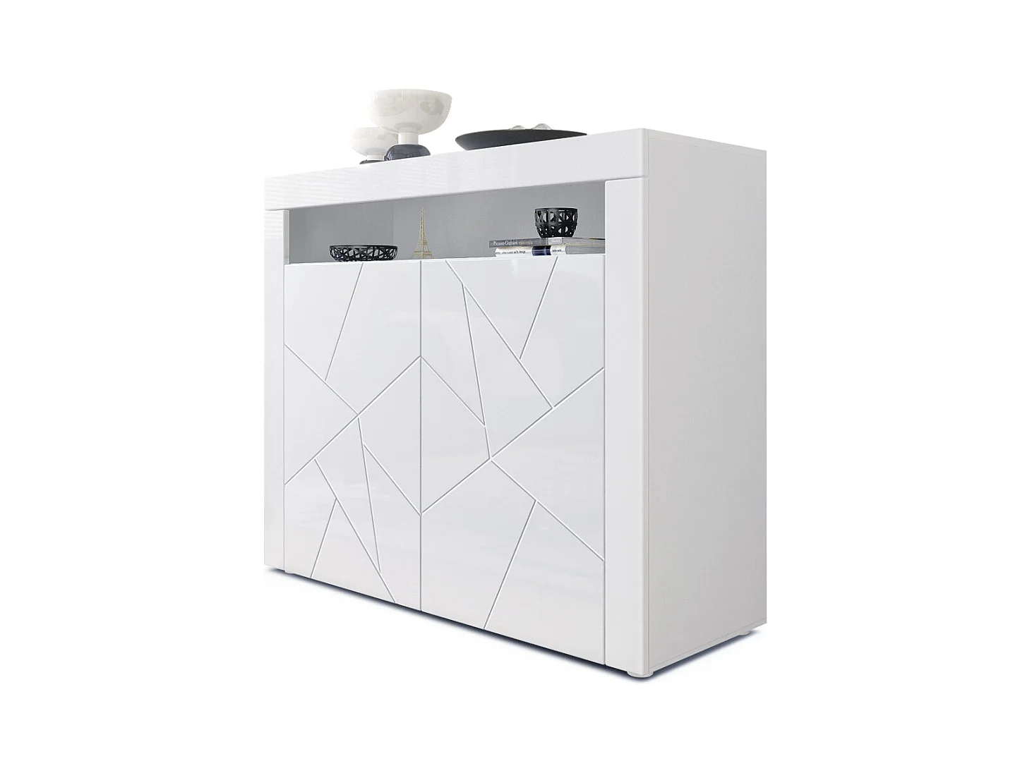 SIDEBOARD Valencia Fronten in Weiß Hochglanz Element mit 3D Struktur