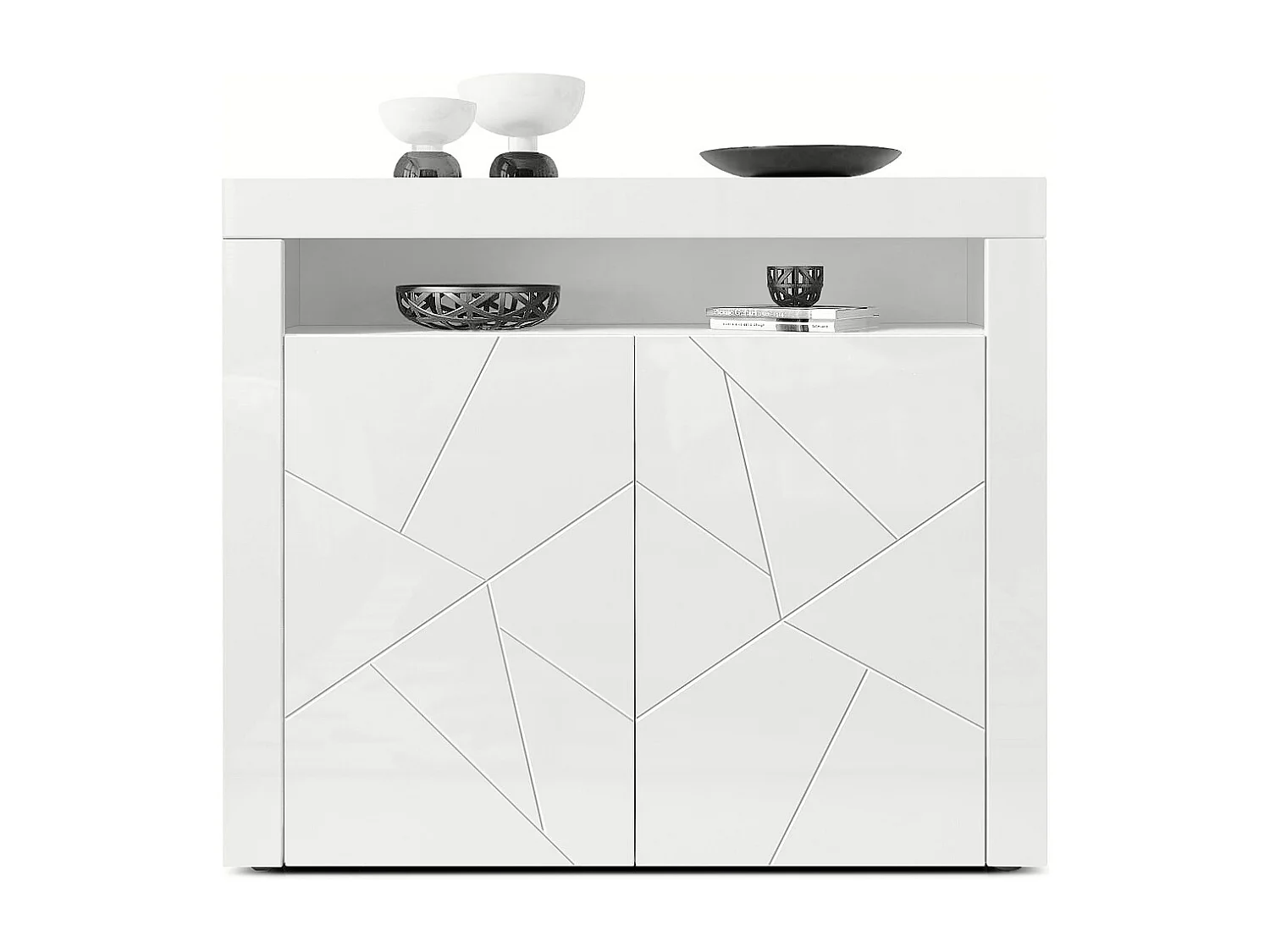 SIDEBOARD Valencia Fronten in Weiß Hochglanz Element mit 3D Struktur