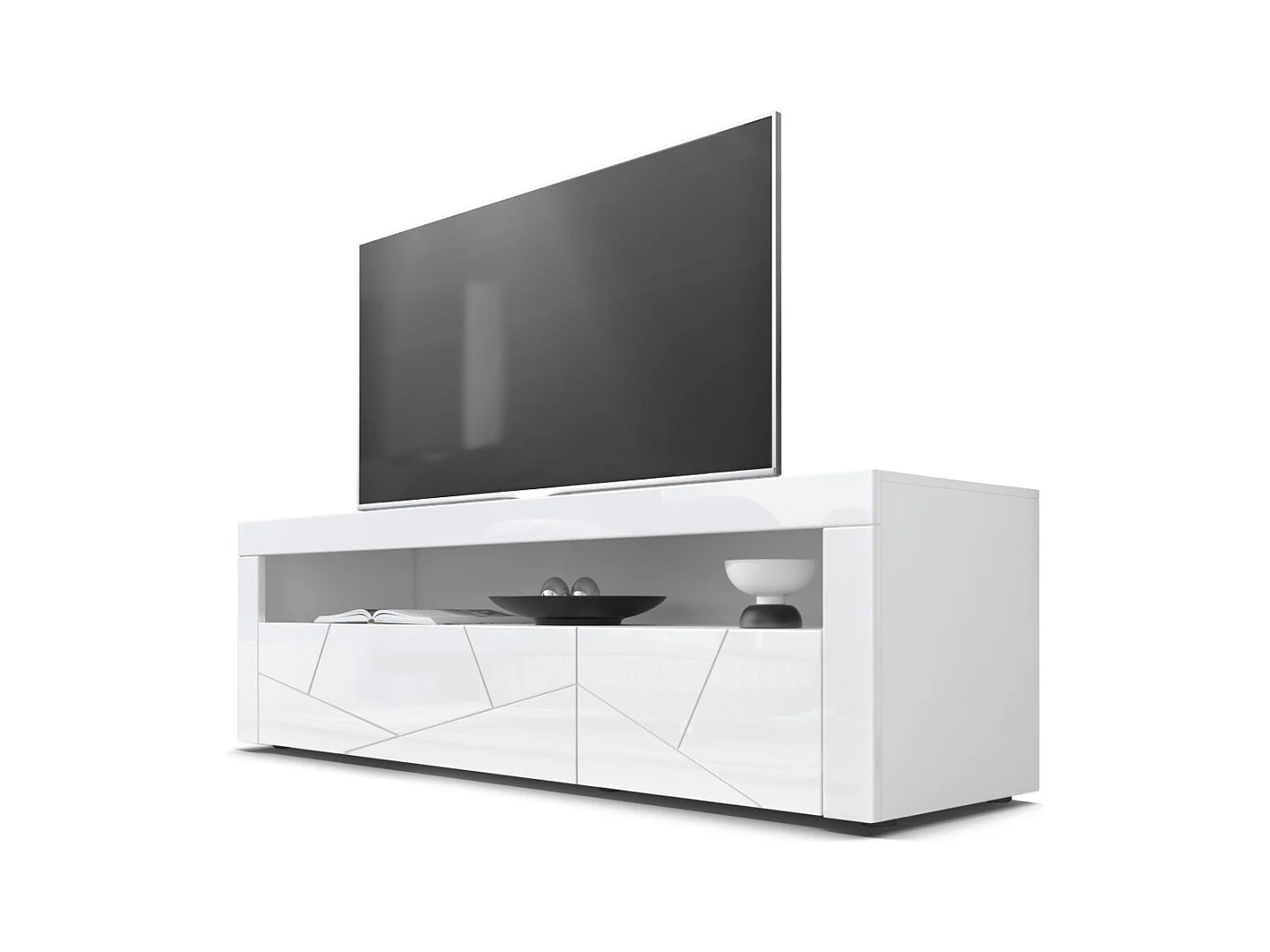 SIDEBOARD Valencia Fronten in Weiß Hochglanz Element mit 3D Struktur