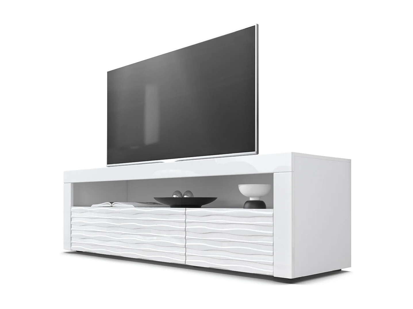 SIDEBOARD Valencia Fronten in Weiß Hochglanz Harmony mit 3D Struktur