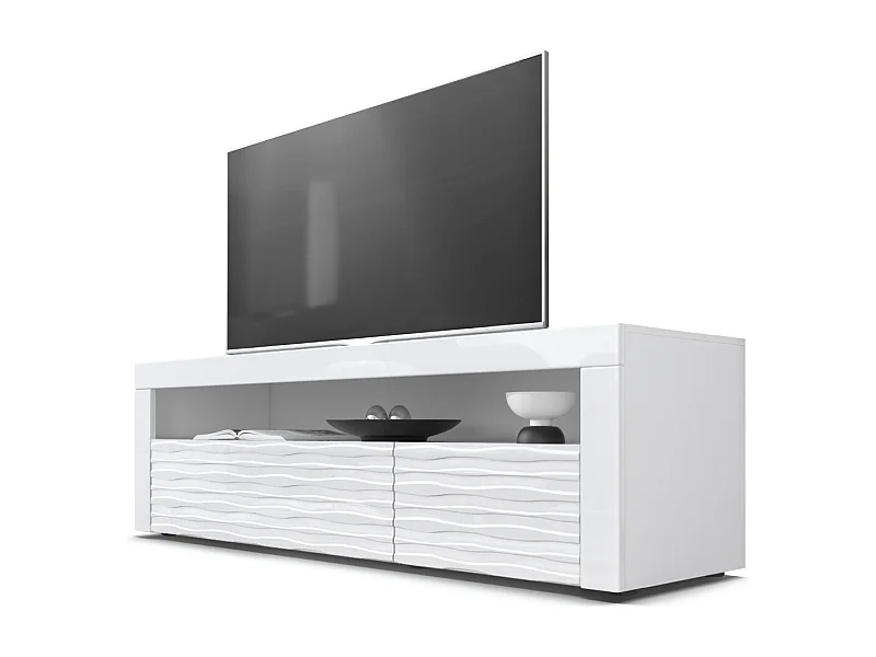 SIDEBOARD Valencia Fronten in Weiß Hochglanz Harmony mit 3D Struktur