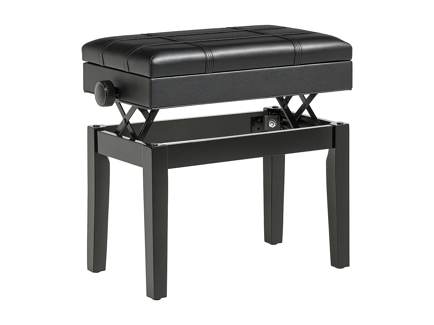 Sgabello per pianoforte con altezza regolabile e vano contenitore nero