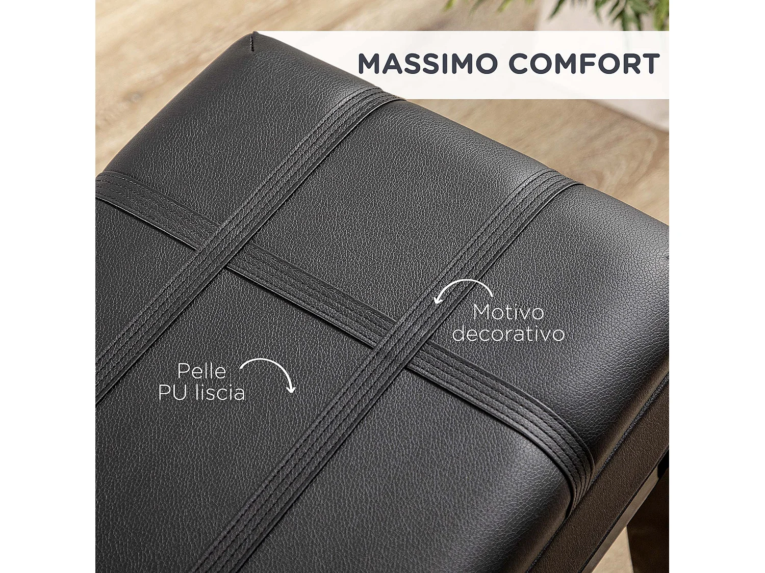 Sgabello per pianoforte con altezza regolabile e vano contenitore nero