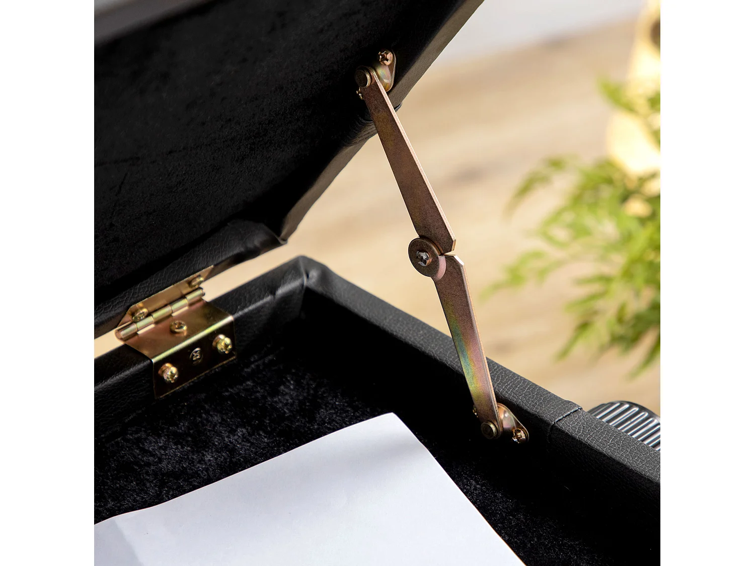 Sgabello per pianoforte con altezza regolabile e vano contenitore nero