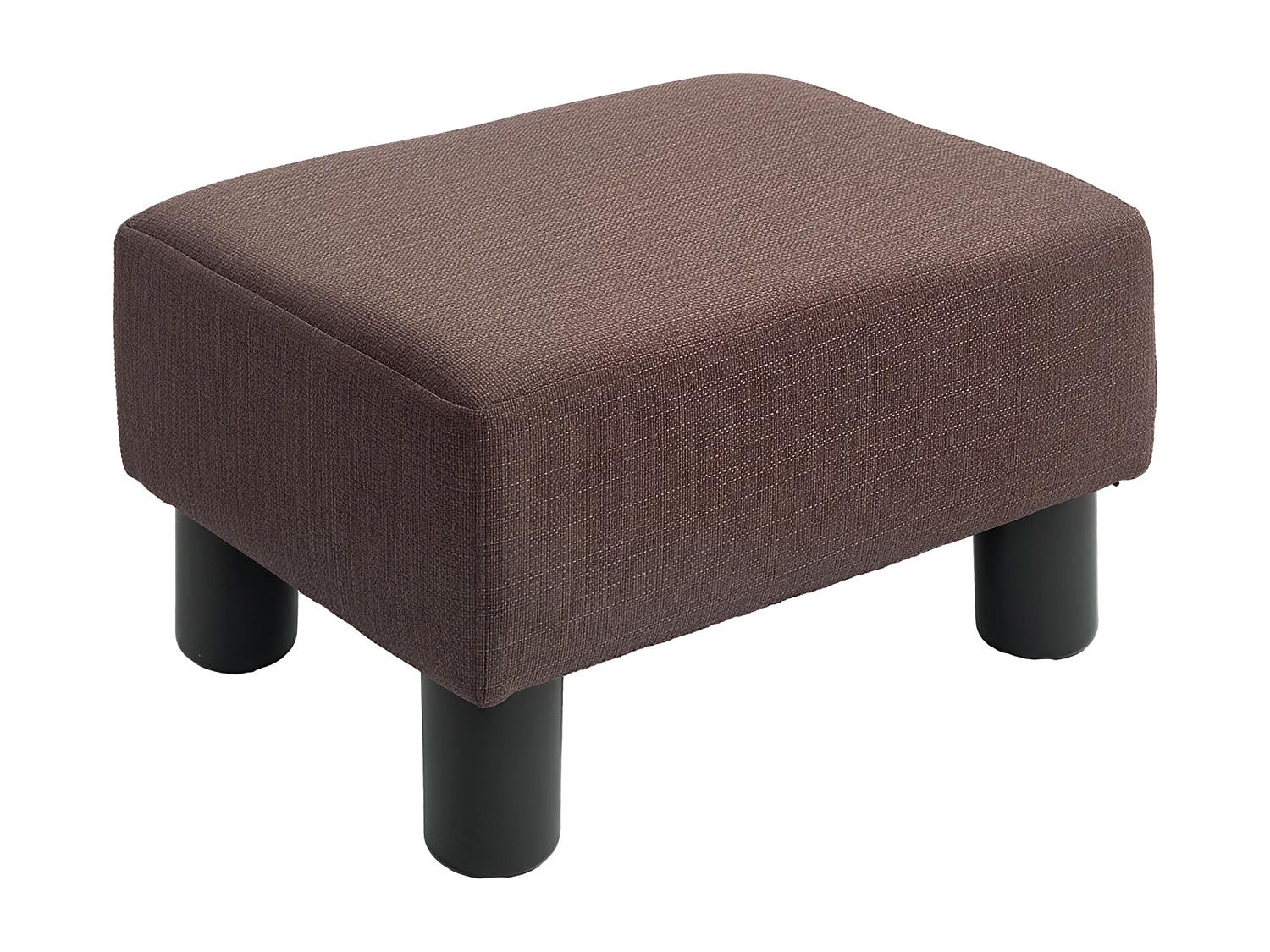 Pouf poggiapiedi imbottito con rivestimento in tessuto marrone