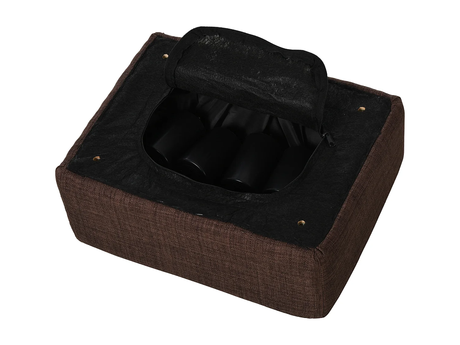 Pouf poggiapiedi imbottito con rivestimento in tessuto marrone