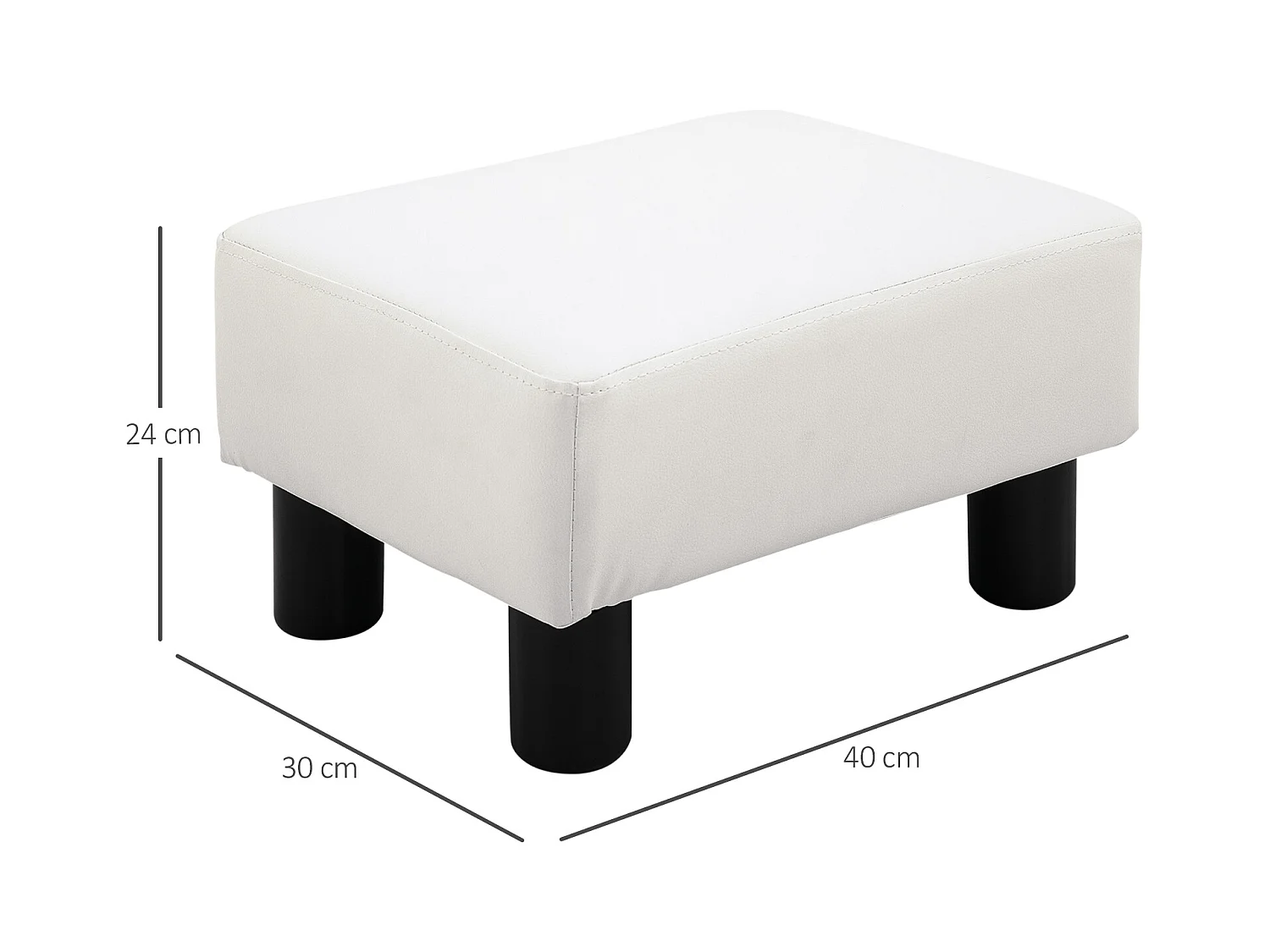 Poggiapiedi rettangolare rivestito in finta pelle bianca