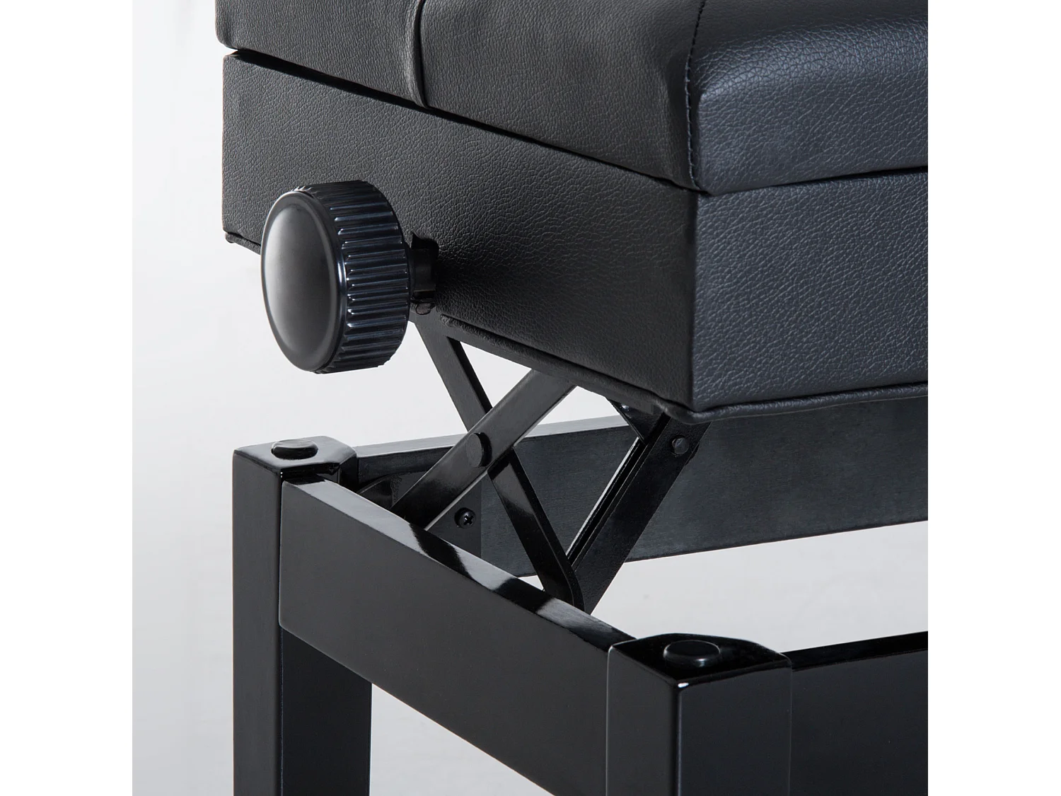 Sgabello per pianoforte altezza regolabile e vano portaoggetti nero