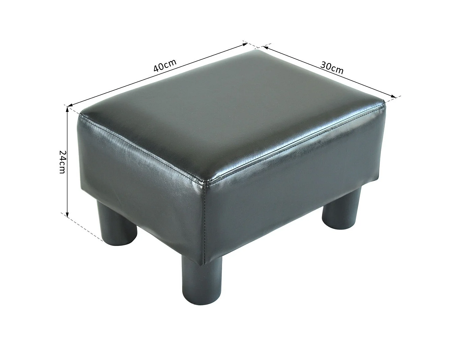 Poggiapiedi rettangolare imbottito con rivestito in finta pelle nero