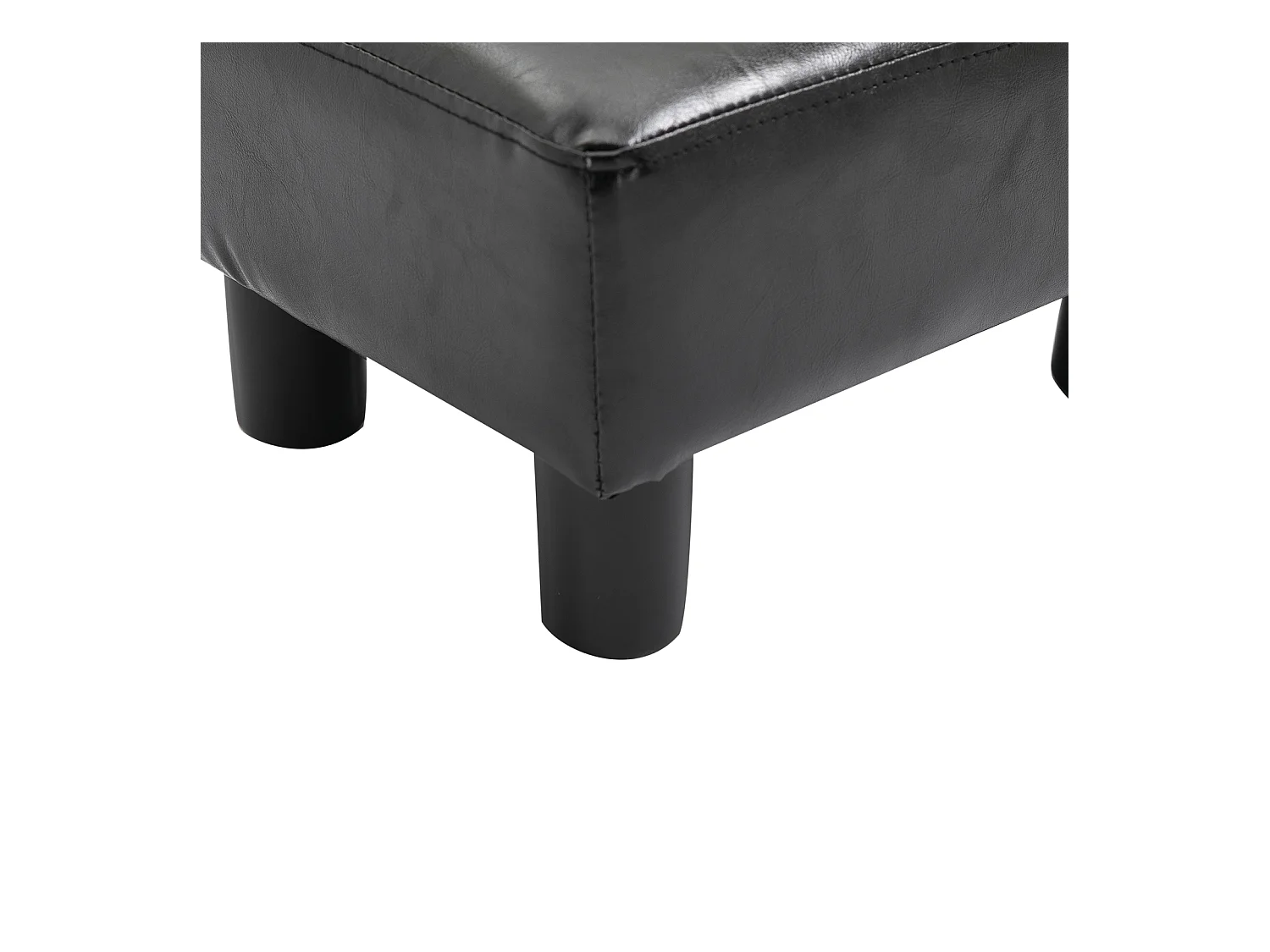 Poggiapiedi rettangolare imbottito con rivestito in finta pelle nero