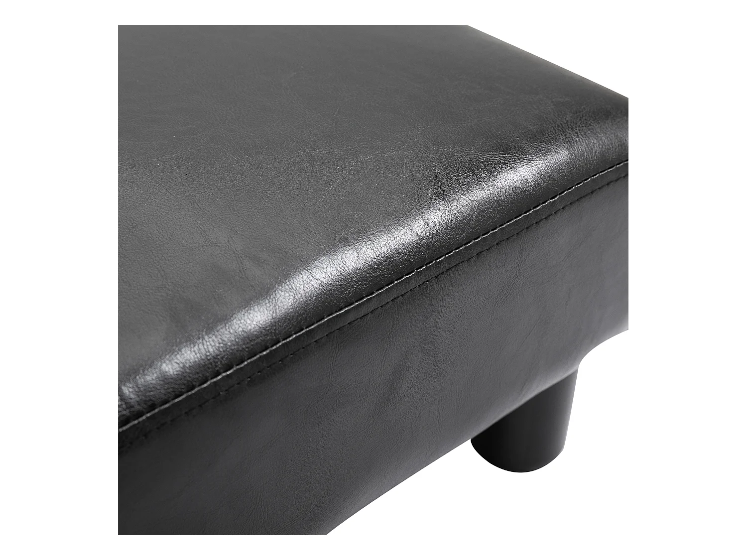 Poggiapiedi rettangolare imbottito con rivestito in finta pelle nero