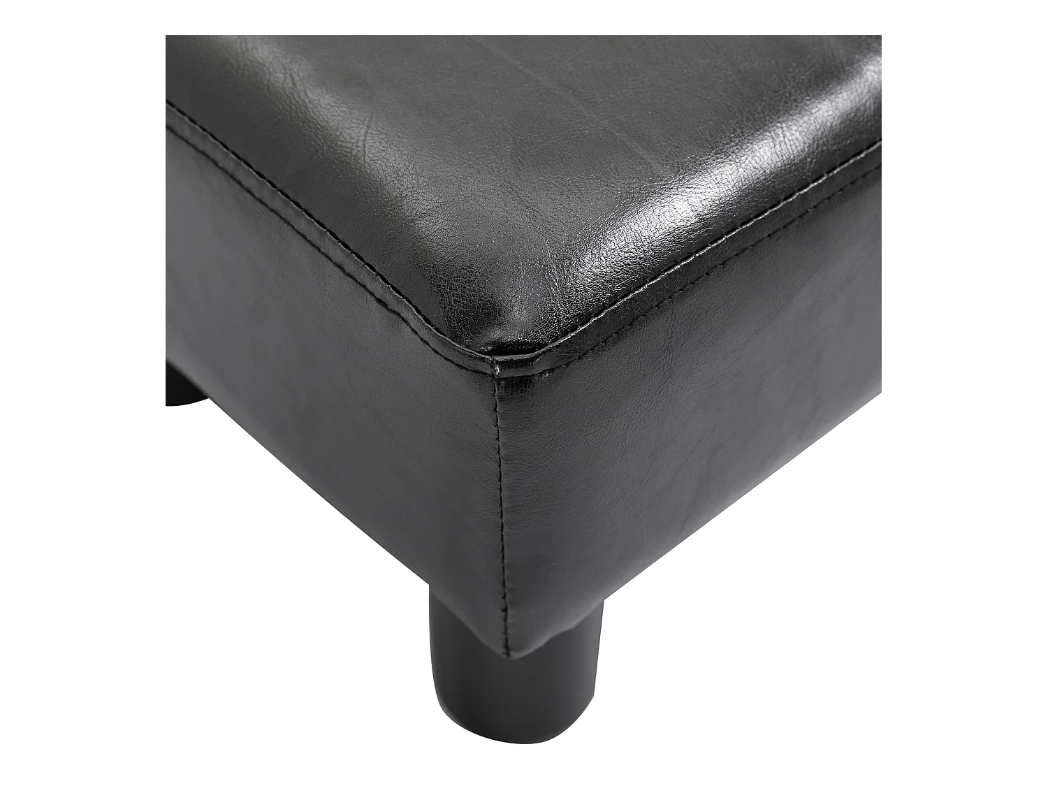 Poggiapiedi rettangolare imbottito con rivestito in finta pelle nero