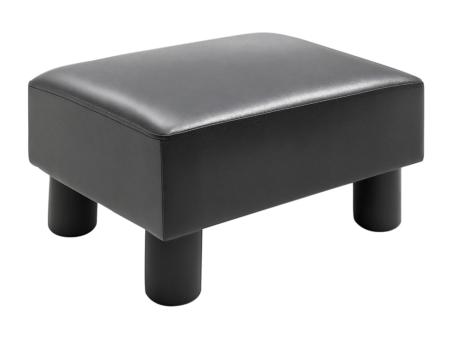 Poggiapiedi rettangolare imbottito con rivestito in finta pelle nero