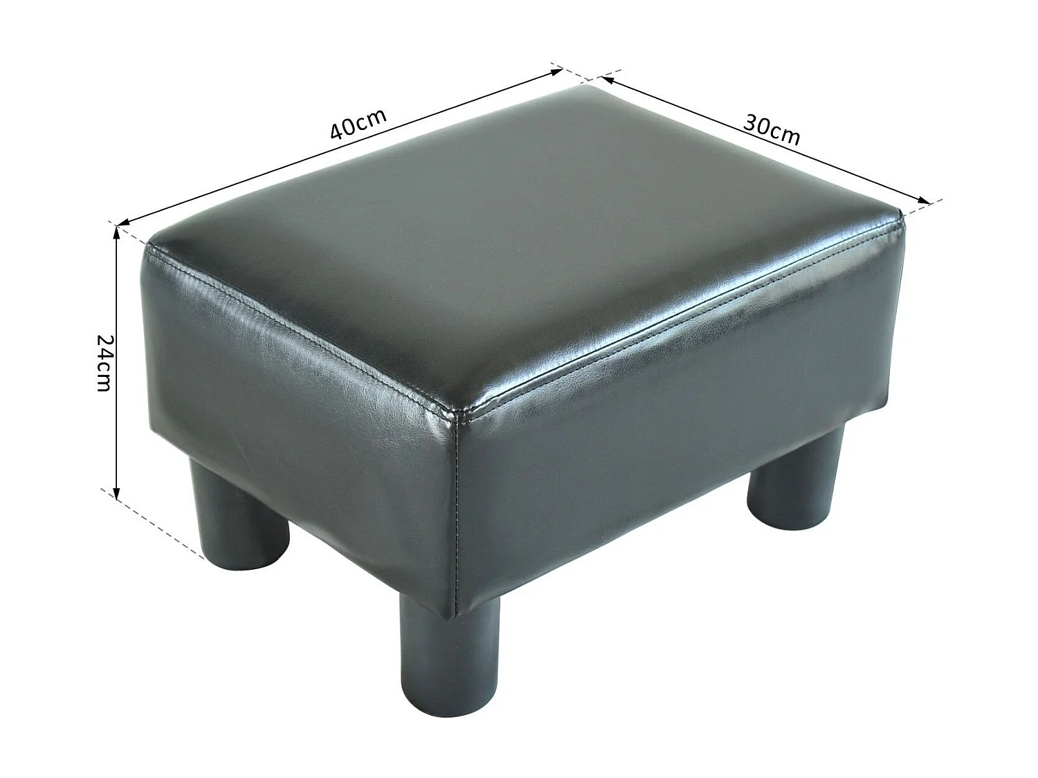 Poggiapiedi rettangolare imbottito con rivestito in finta pelle nero