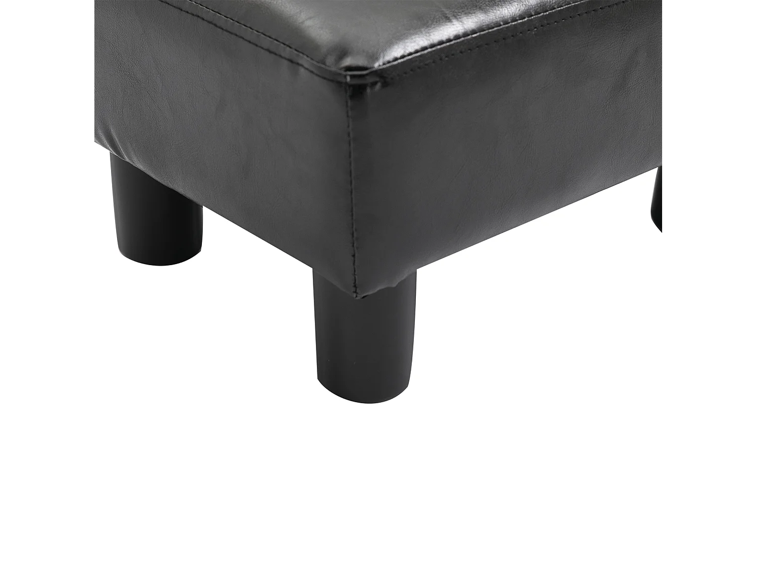 Poggiapiedi rettangolare imbottito con rivestito in finta pelle nero