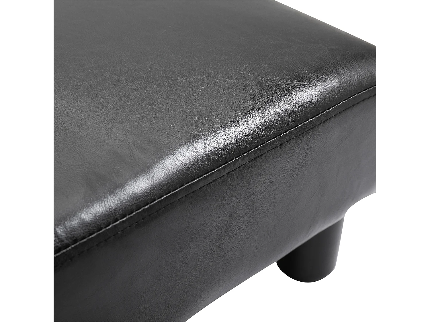 Poggiapiedi rettangolare imbottito con rivestito in finta pelle nero