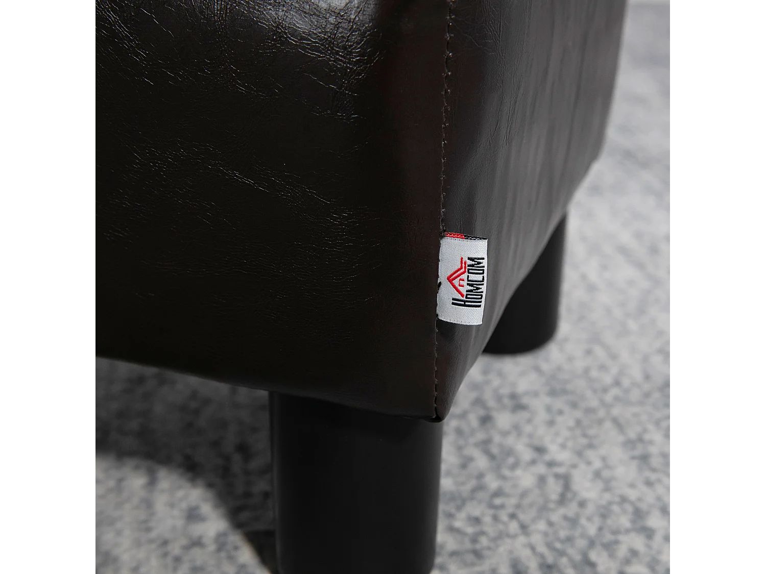 Pouf poggiapiedi imbottito in finta pelle marrone 40x30x24 cm