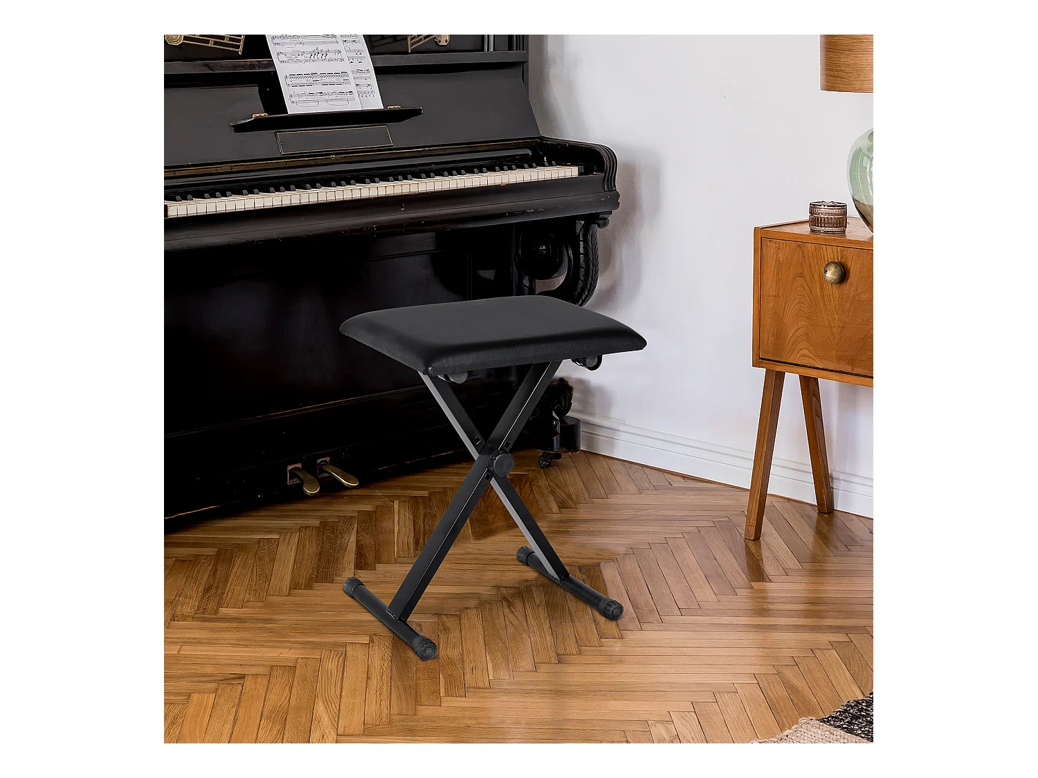 Panca per pianoforte imbottita pieghevole e ad altezza regolabile