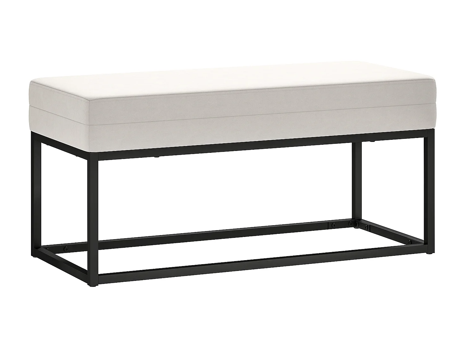 Panca da Ingresso moderno e vellutato con piedini regolabili crema