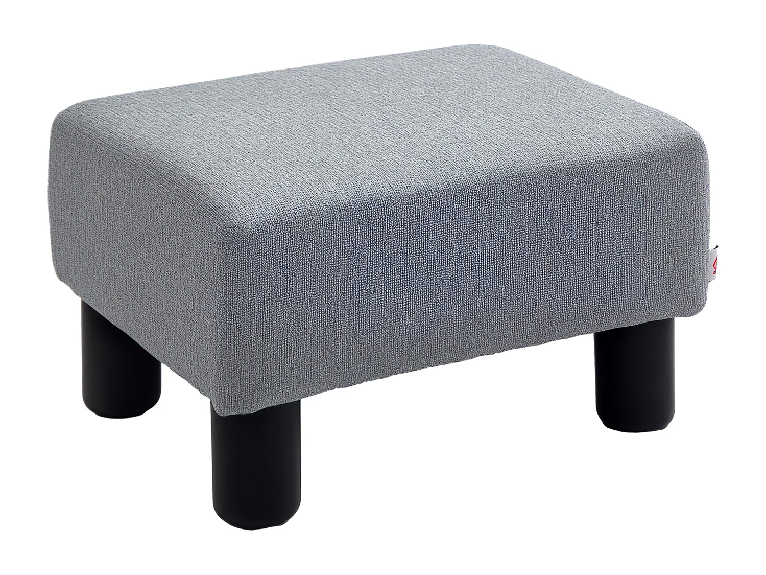 Pouf poggiapiedi in tessuto effetto lino imbottito 40x30x24 cm grigio