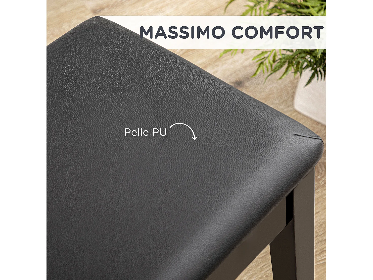 Sgabello per pianoforte con vano contenitore in legno e pelle pu nero