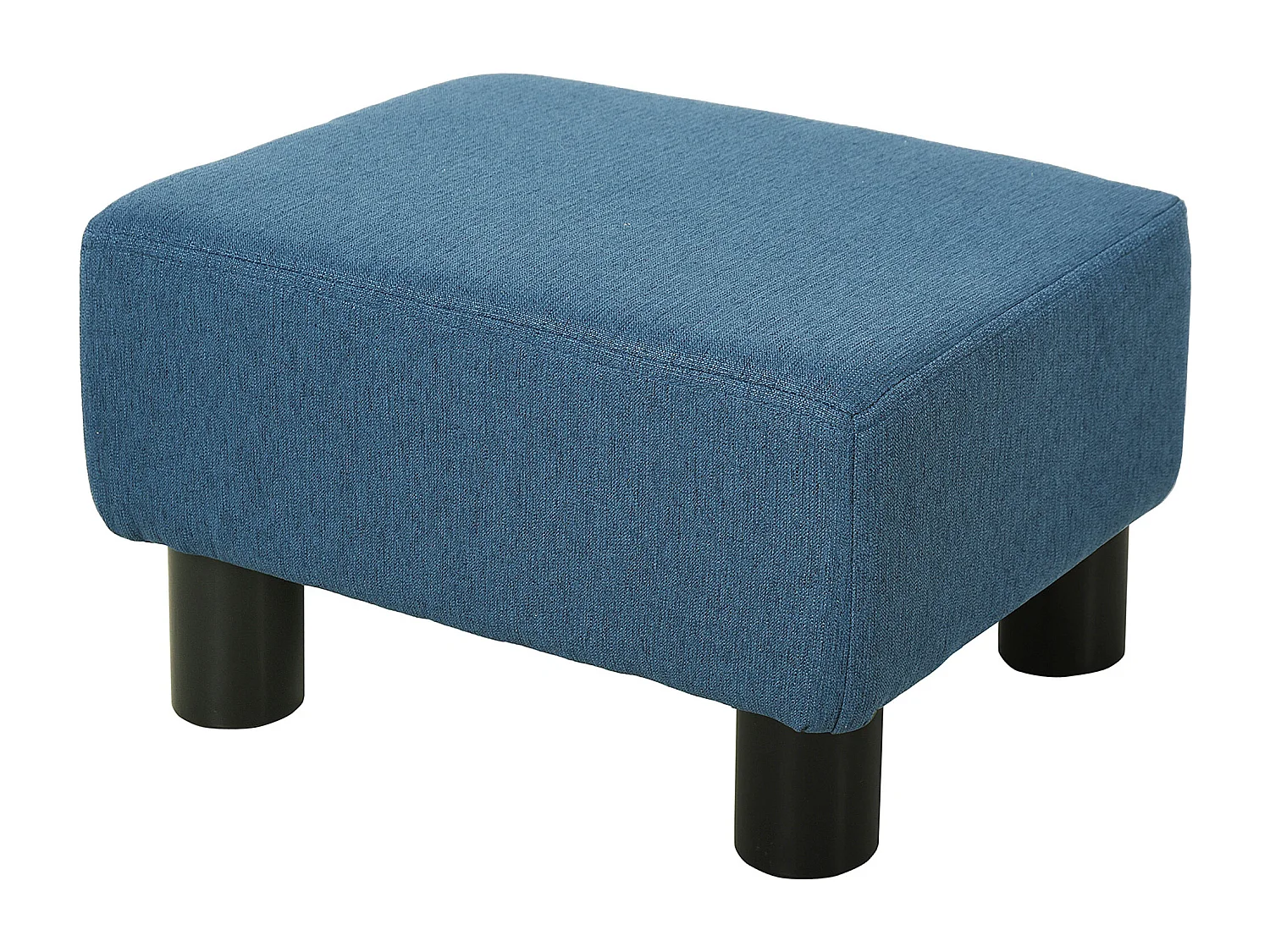 Pouf poggiapiedi imbottito e rettangolare in tessuto blu scuro
