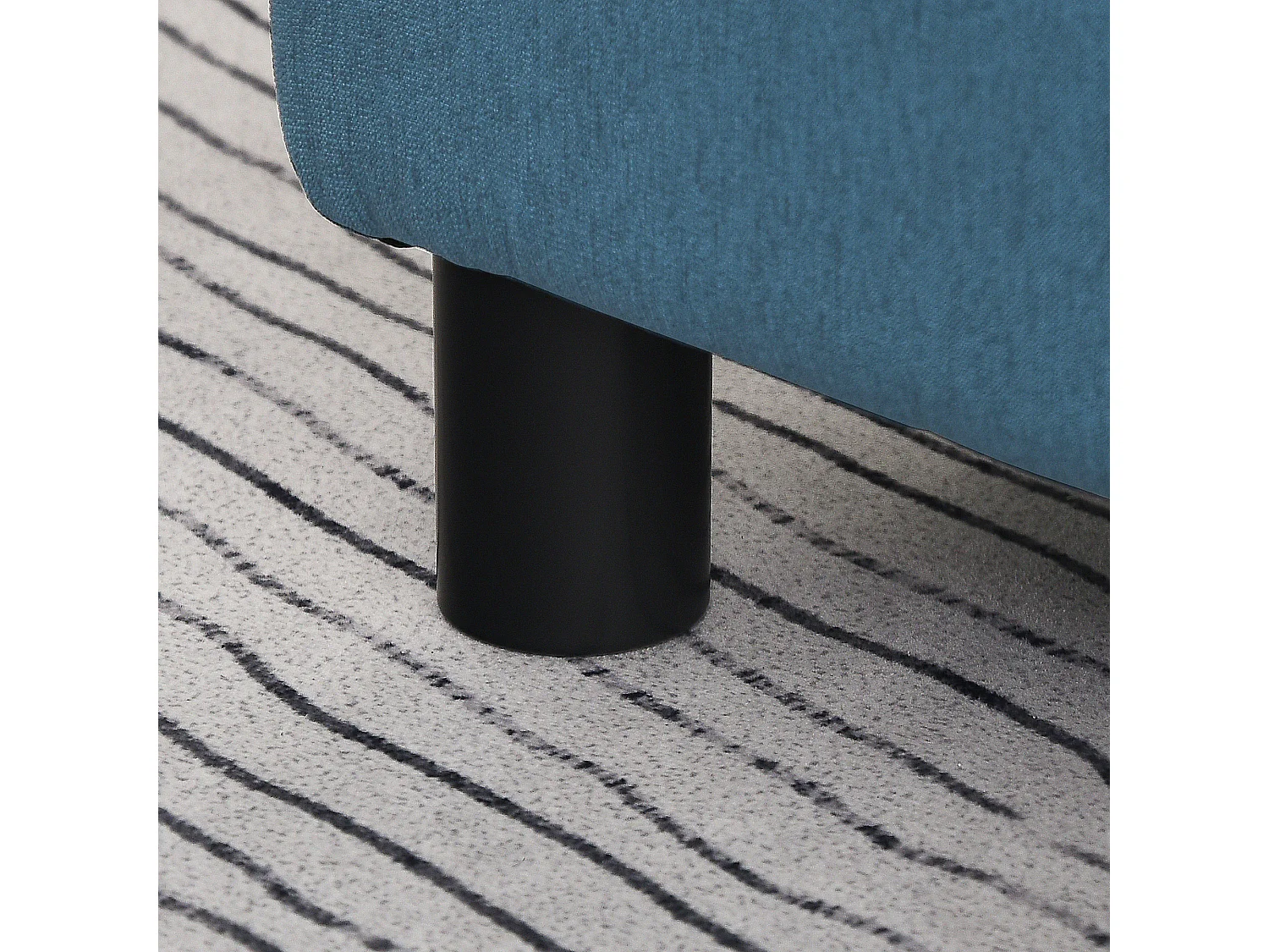 Pouf poggiapiedi imbottito e rettangolare in tessuto blu scuro