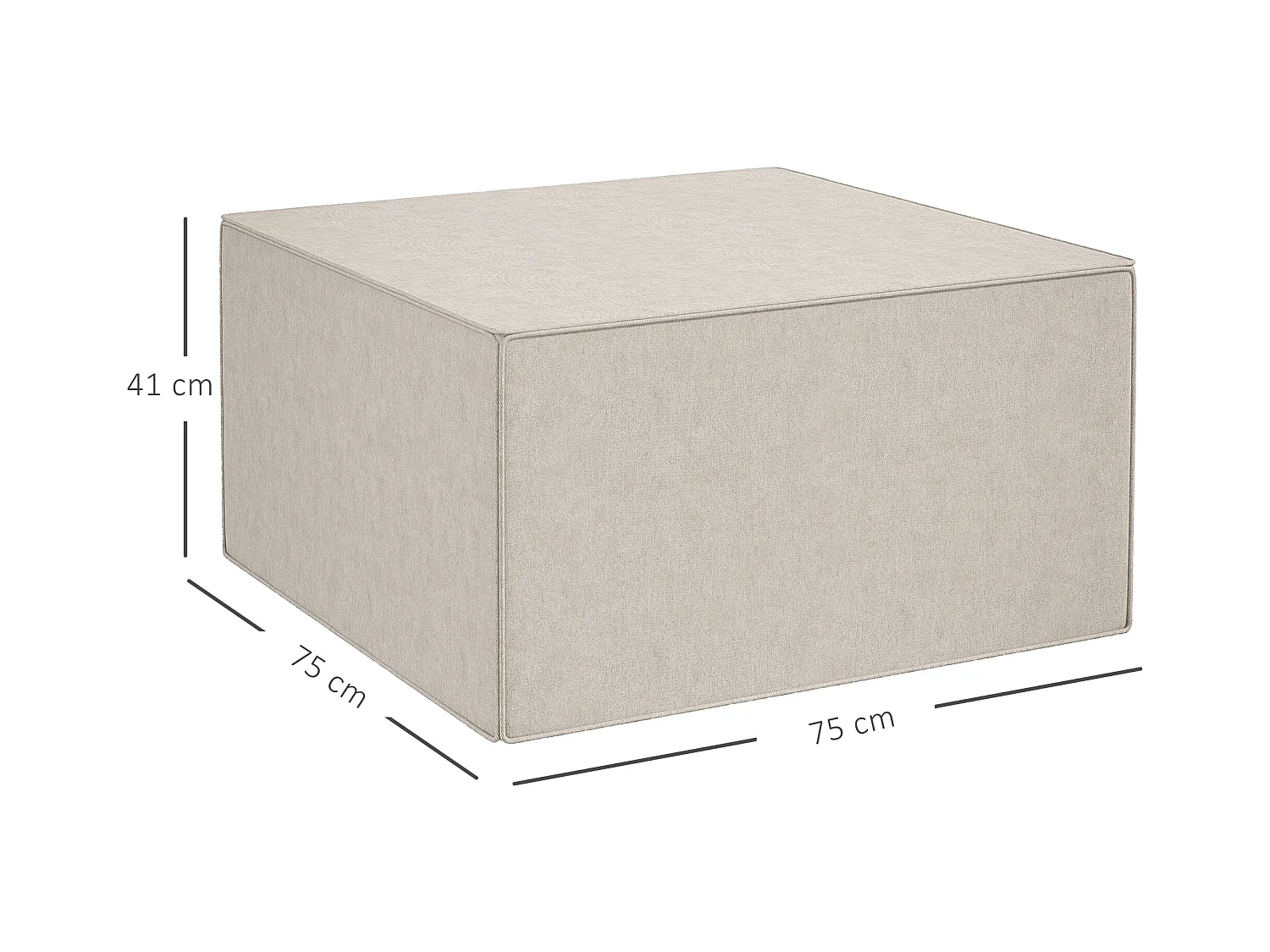 Poggiapiedi imbottito con rivestimento in tessuto effetto lino beige
