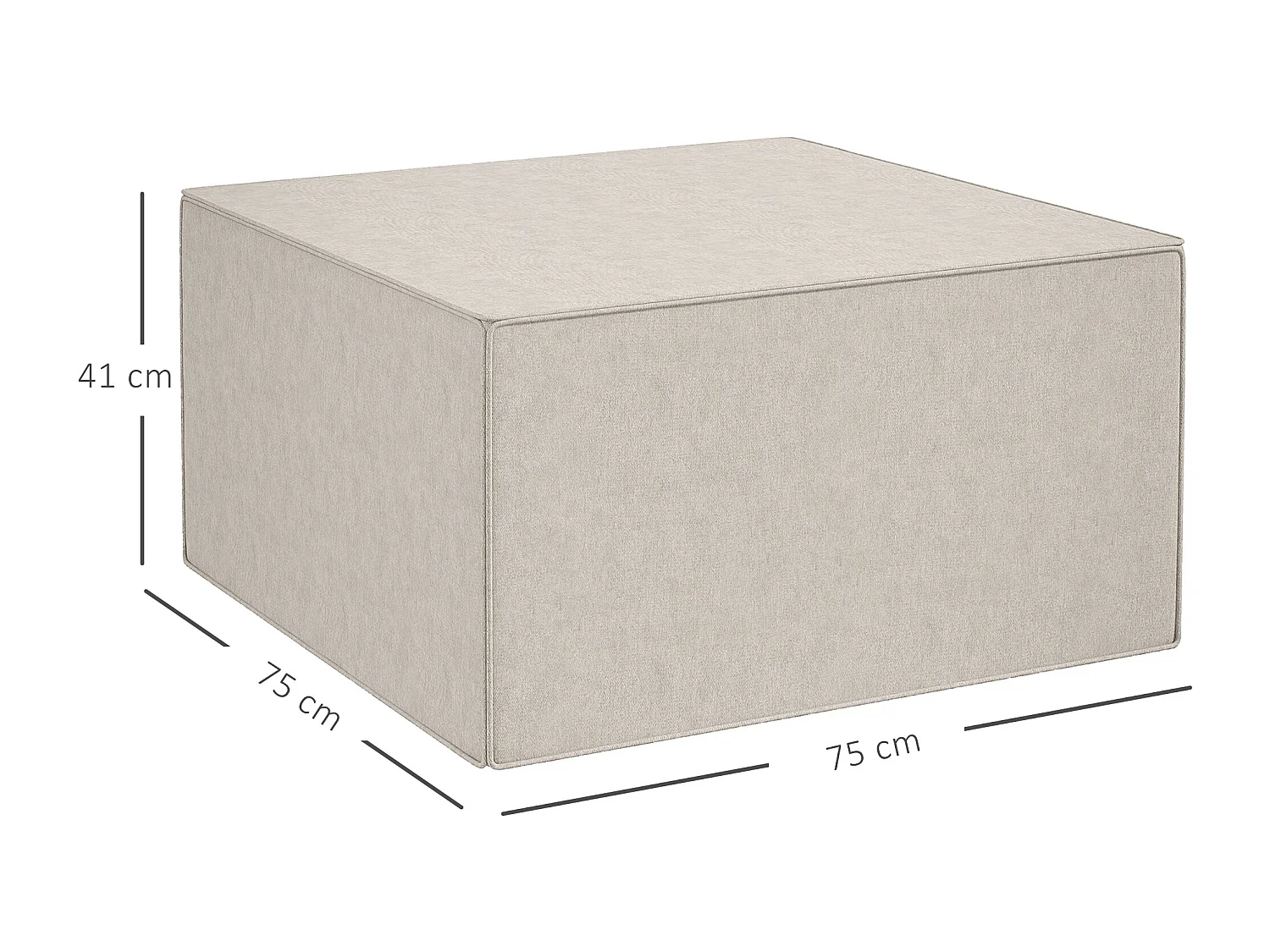 Poggiapiedi imbottito con rivestimento in tessuto effetto lino beige