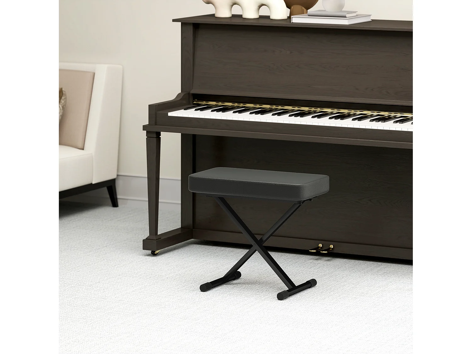 Sgabello per pianoforte pieghevole e regolabile su 4 altezze nero
