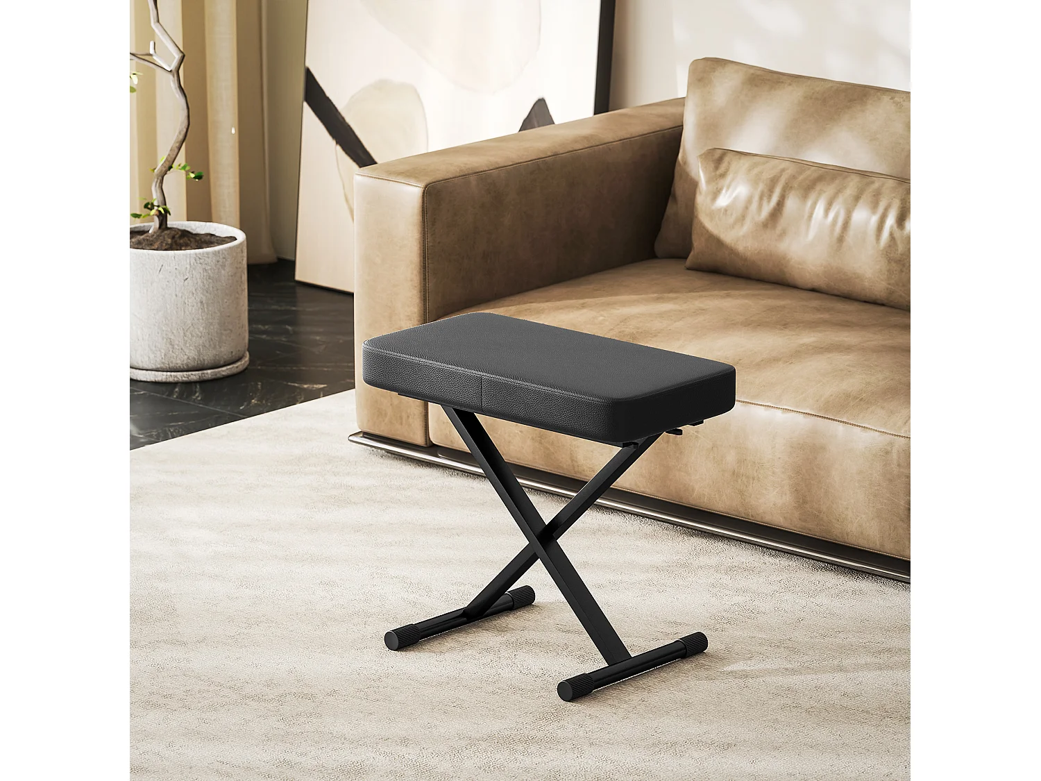 Sgabello per pianoforte pieghevole e regolabile su 4 altezze nero