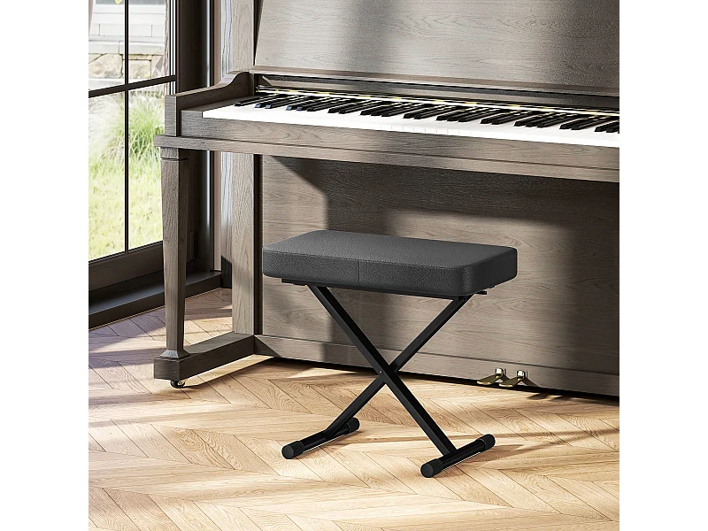 Sgabello per pianoforte pieghevole e regolabile su 4 altezze nero