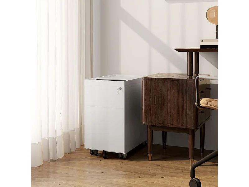 Schedario per ufficio con 2 cassetti fessura sbarra in acciaio bianco