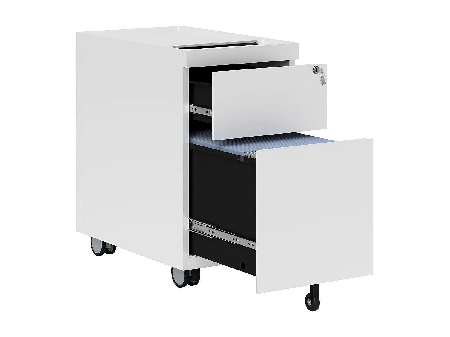 Schedario per ufficio con 2 cassetti fessura sbarra in acciaio bianco