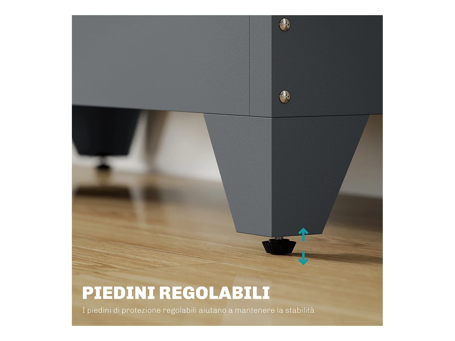 Armadietto metallico 2 ante in stile industriale con 2 mensole grigio