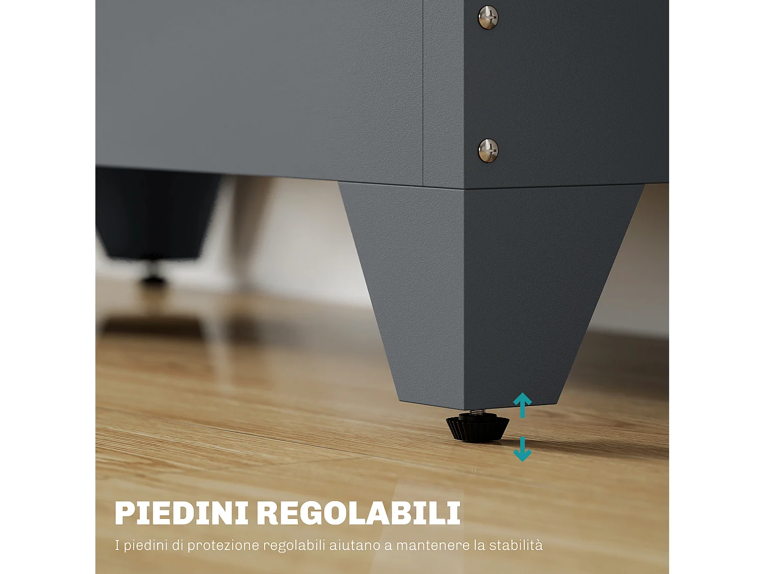 Armadietto metallico 2 ante in stile industriale con 2 mensole grigio