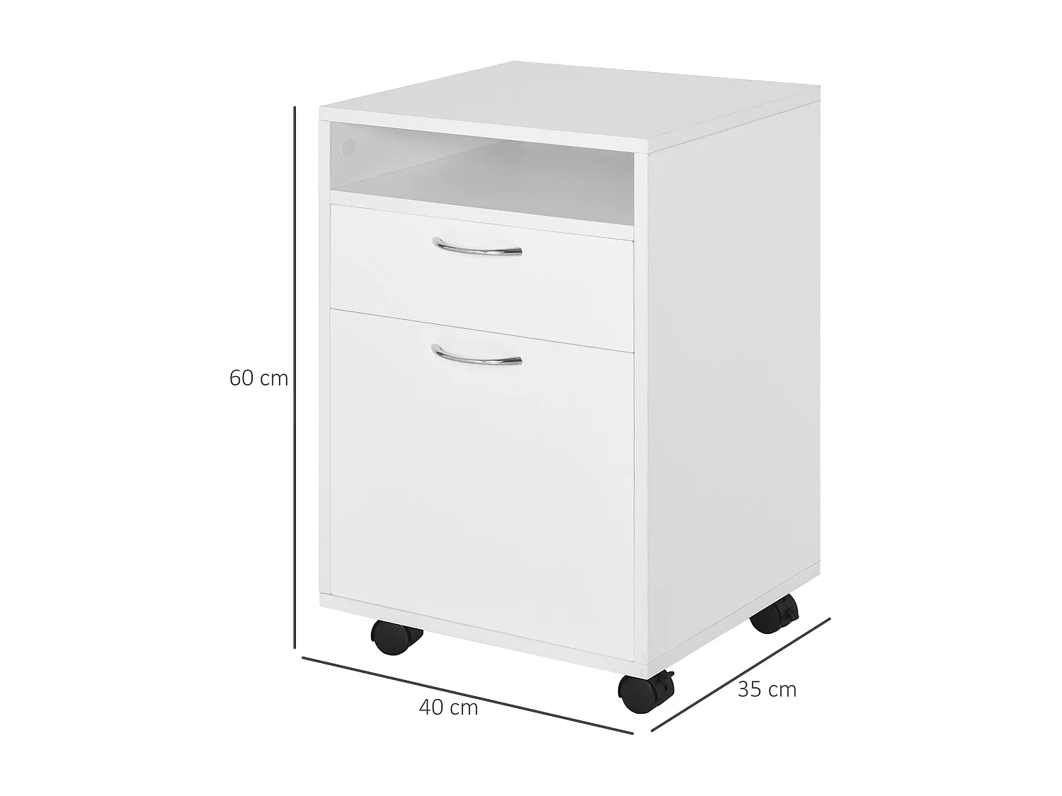 Cassettiera portadocumenti da ufficio a 2 scomparti in legno bianco