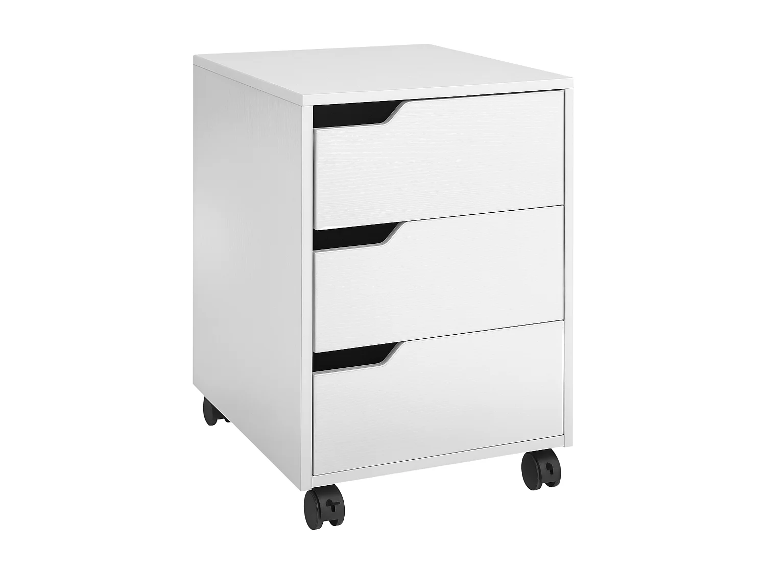 Cassettiera da ufficio a 3 cassetti in legno e metallo bianco