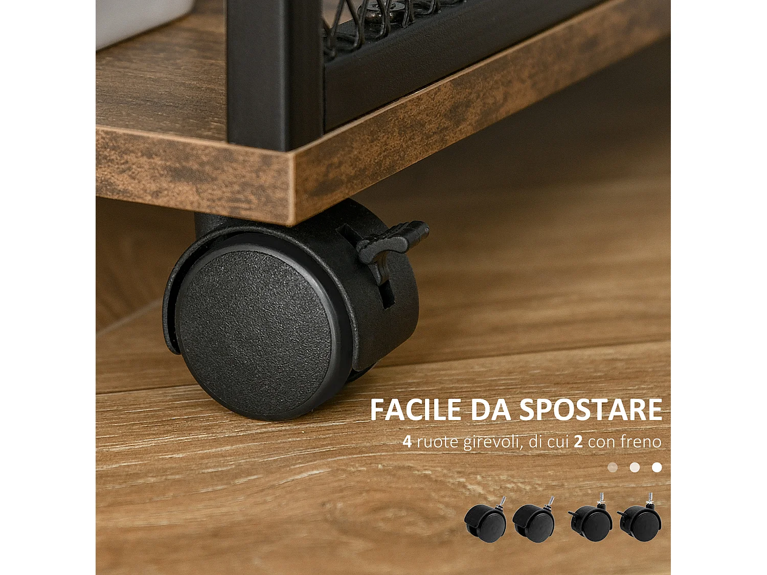 Mobile multiuso in stile nordico per stampante con rotelle